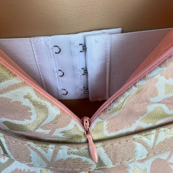 Merona Dress Size 6 Strapless Metallic Gold Peach Lined Built-In Bra Strap Party - Picture 10 of 16